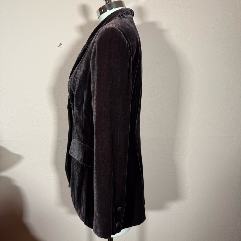 Vintage 1990’s Art deco purple grey silk velvet oversized luxury formal blazer - Picture 5 of 17